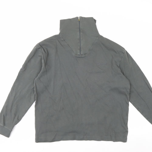 Benger Men's Grey 1/4 Zip Cotton Sweatshirt Size L Regular Fit