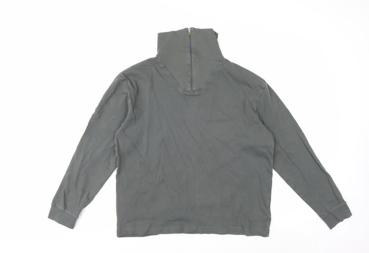 Benger Men's Grey 1/4 Zip Cotton Sweatshirt Size L Regular Fit