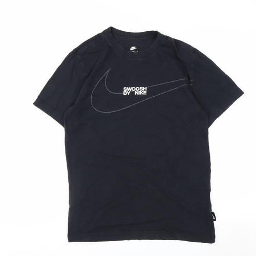 Nike Men’s Black Swoosh Graphic Cotton T-Shirt Size S