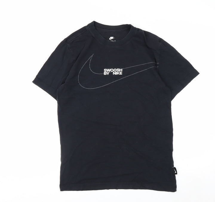 Nike Men’s Black Swoosh Graphic Cotton T-Shirt Size S