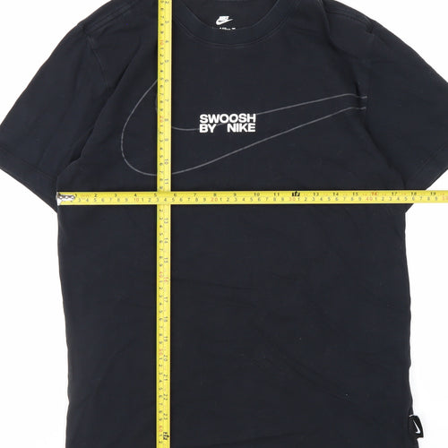 Nike Men’s Black Swoosh Graphic Cotton T-Shirt Size S
