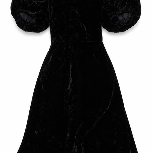Maggy London Women’s Black Velvet Puff Sleeve Midi Dress Size 8