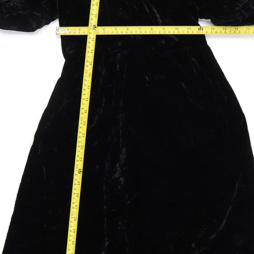 Maggy London Women’s Black Velvet Puff Sleeve Midi Dress Size 8