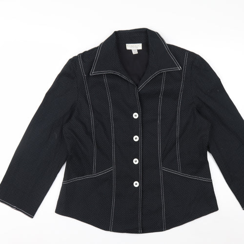 Conrad C Women's Black Size 12 Cotton Blend Button Blazer
