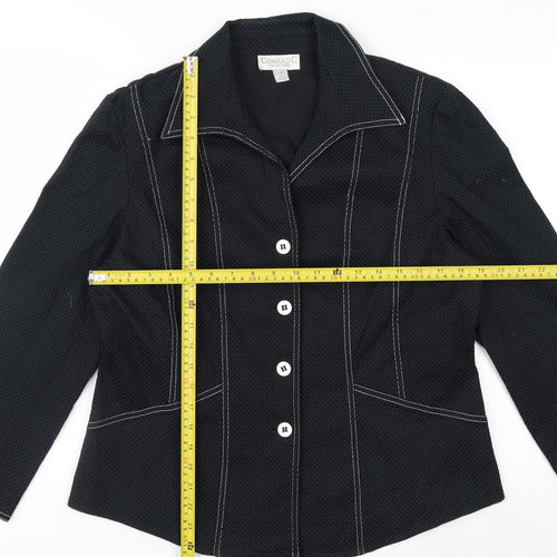 Conrad C Women's Black Size 12 Cotton Blend Button Blazer