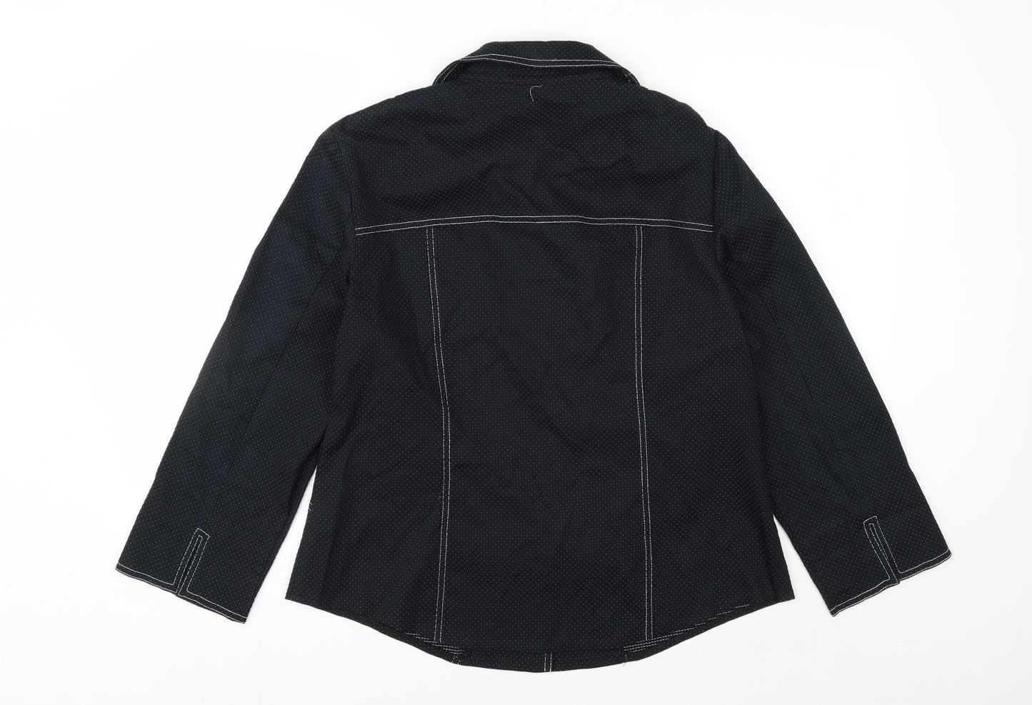 Conrad C Women's Black Size 12 Cotton Blend Button Blazer
