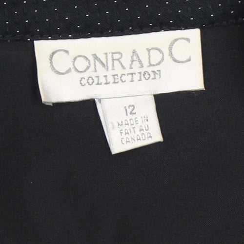 Conrad C Women's Black Size 12 Cotton Blend Button Blazer