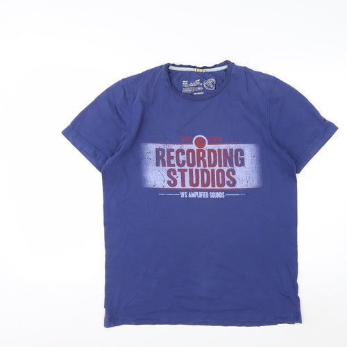 White Stuff Men's Blue Recording Studios Graphic T-Shirt Medium