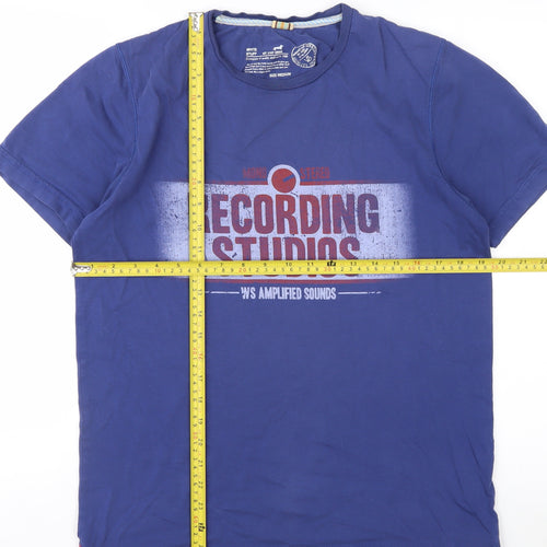White Stuff Men's Blue Recording Studios Graphic T-Shirt Medium