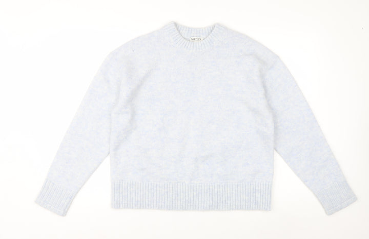 Marks and Spencer Jaeger Women's Blue Mohair Blend Crew Neck Jumper M