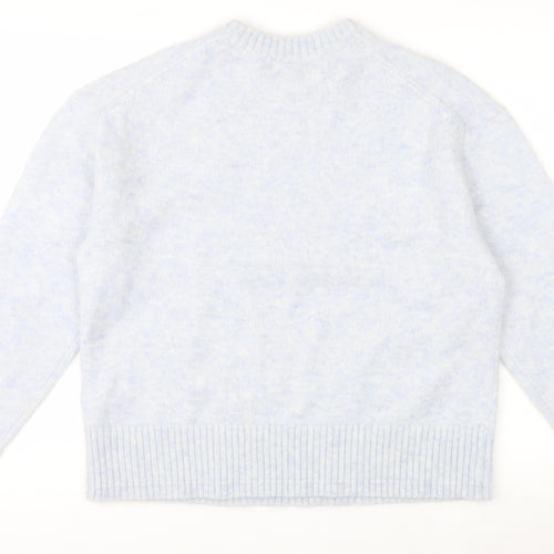 Marks and Spencer Jaeger Women's Blue Mohair Blend Crew Neck Jumper M