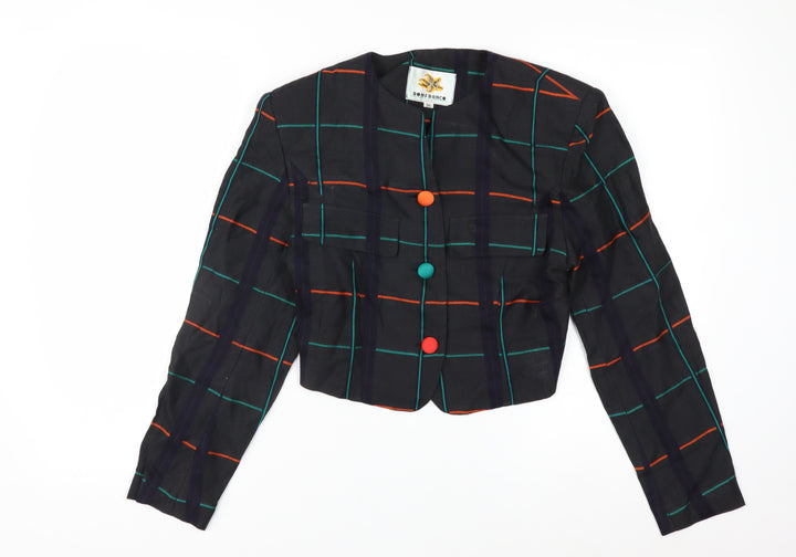 Ronfranco Women’s Multicoloured Checked Cropped Blazer Size 8