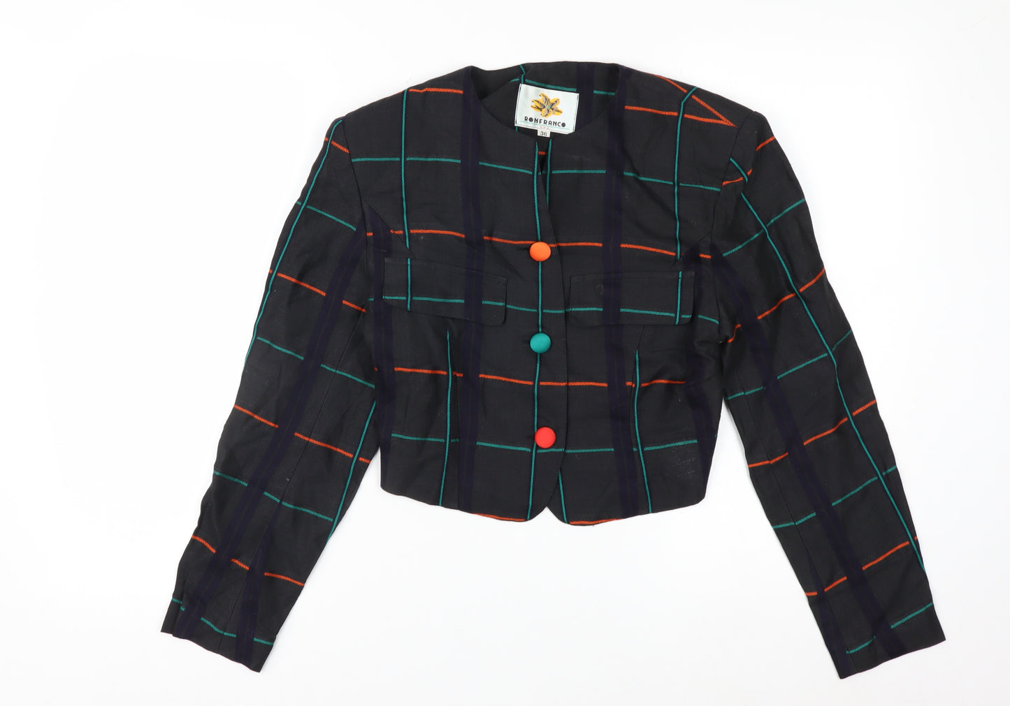 Ronfranco Women’s Multicoloured Checked Cropped Blazer Size 8