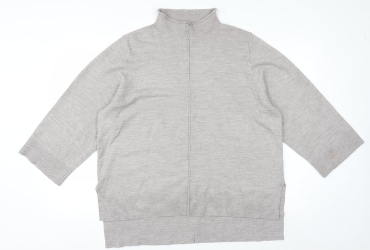 French Connection Womens Beige XL Mock Neck Knit Jumper