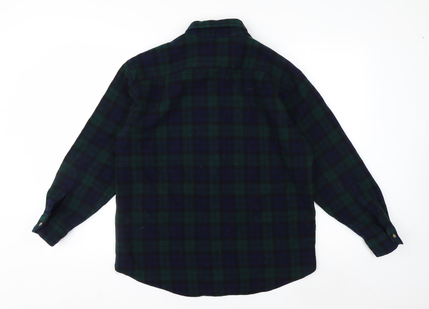 Pendleton Men's Green Plaid Wool Flannel Button-Up Shirt L