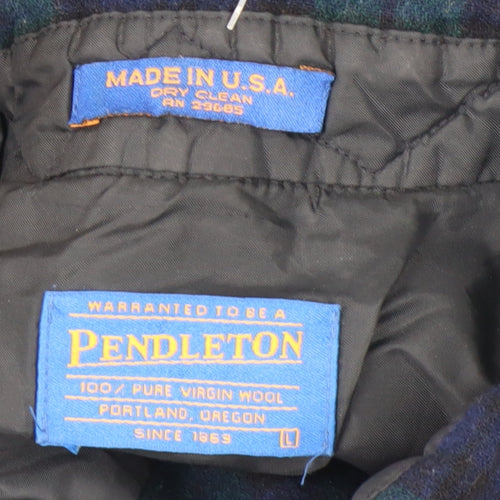 Pendleton Men's Green Plaid Wool Flannel Button-Up Shirt L