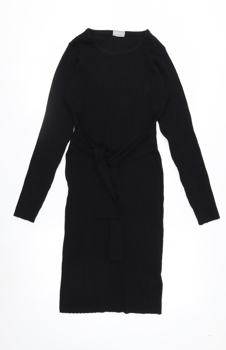 Esmara Women Black Bodycon Knit Belted Dress Size 10