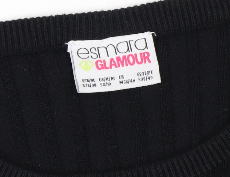 Esmara Women Black Bodycon Knit Belted Dress Size 10