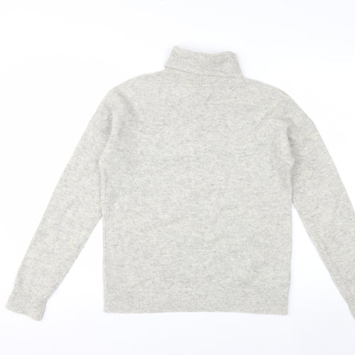 Laura Ashley Women Grey Wool Roll Neck Jumper UK 12 Beaded Embellished