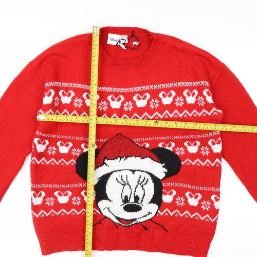 Disney Women Red Minnie Mouse Christmas Jumper XS