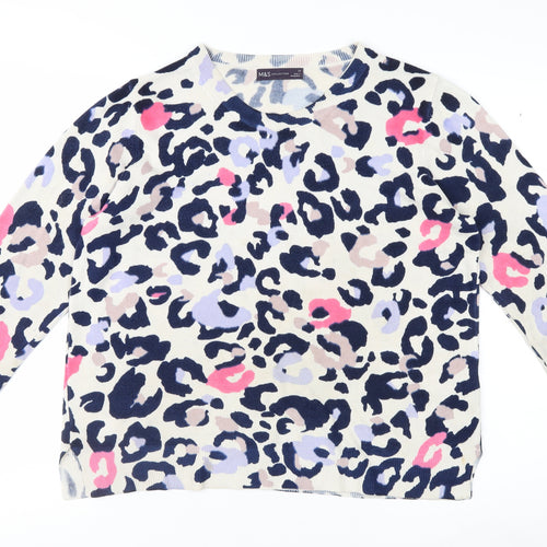 Marks and Spencer Women's Multicoloured Animal Print Acrylic Jumper Size 14