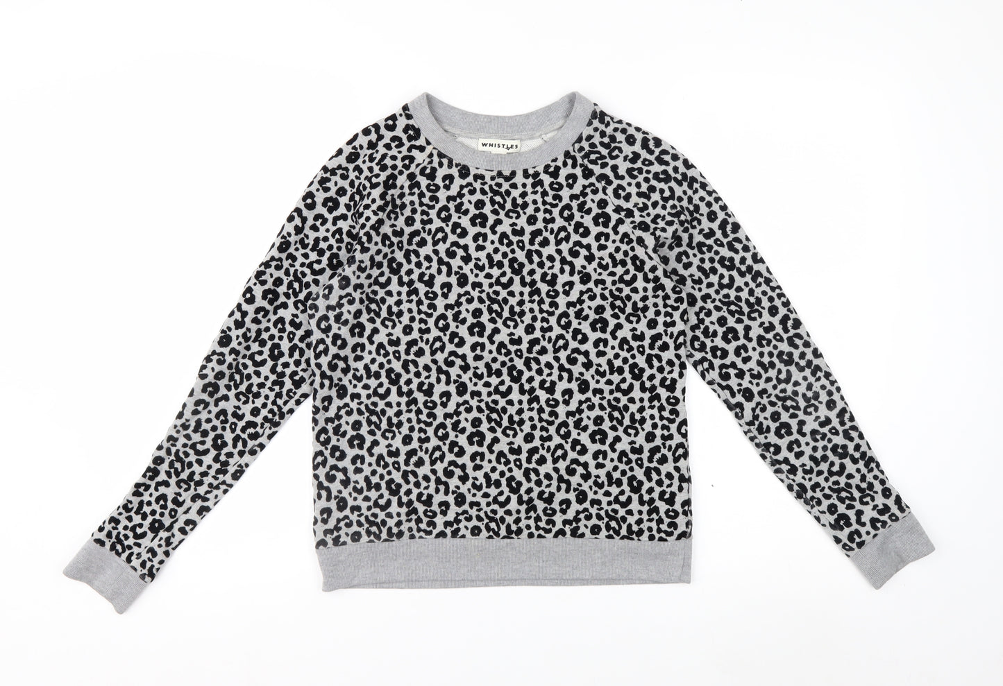 Whistles Women's Grey Leopard Print Pullover Sweatshirt XS