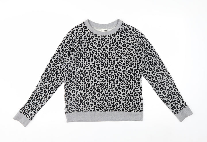 Whistles Women's Grey Leopard Print Pullover Sweatshirt XS