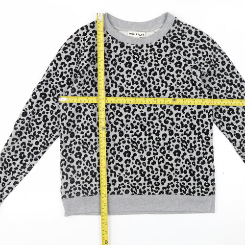 Whistles Women's Grey Leopard Print Pullover Sweatshirt XS
