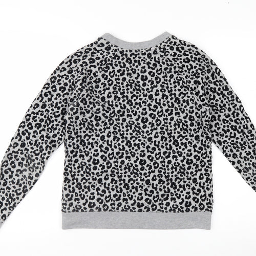 Whistles Women's Grey Leopard Print Pullover Sweatshirt XS