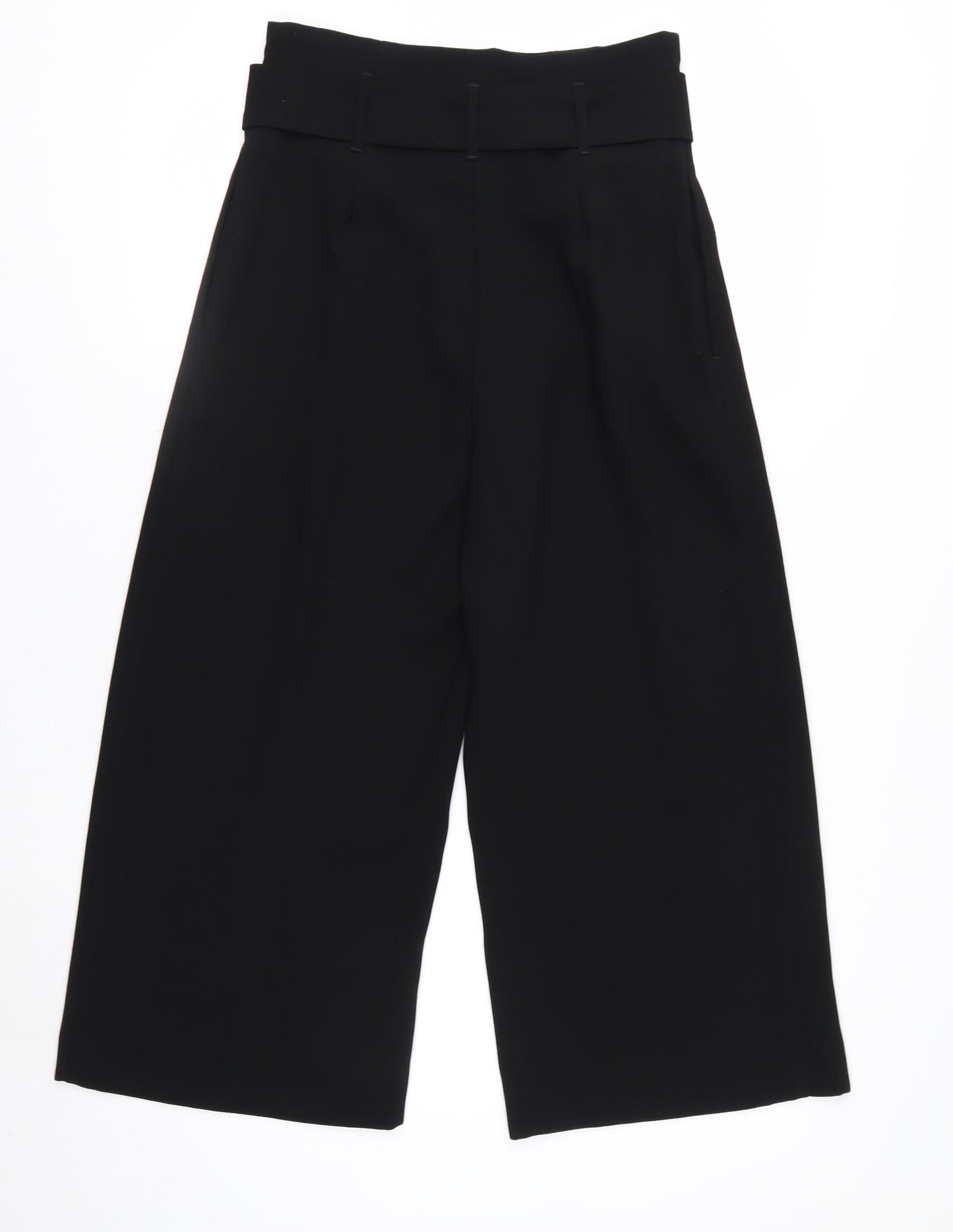 River Island Women’s Black Belted Culotte Trousers Size 8 Wide-Leg