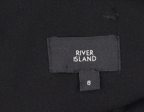 River Island Women’s Black Belted Culotte Trousers Size 8 Wide-Leg