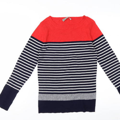 Oasis Women's Multicoloured Striped Boat Neck Knit Jumper Size S