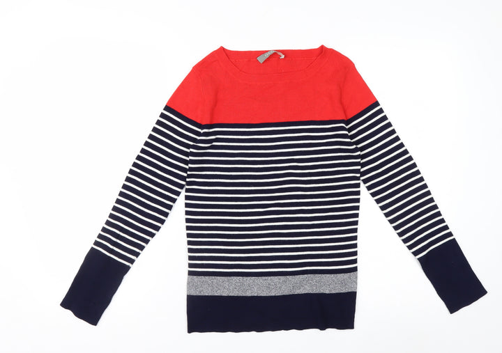 Oasis Women's Multicoloured Striped Boat Neck Knit Jumper Size S