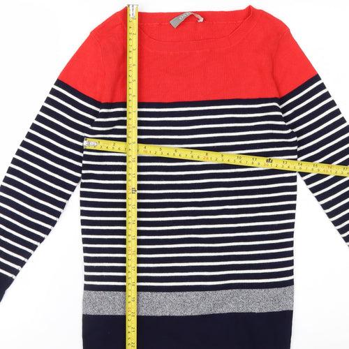 Oasis Women's Multicoloured Striped Boat Neck Knit Jumper Size S