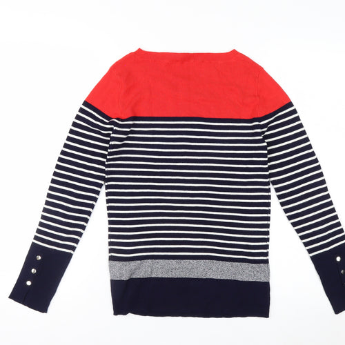 Oasis Women's Multicoloured Striped Boat Neck Knit Jumper Size S