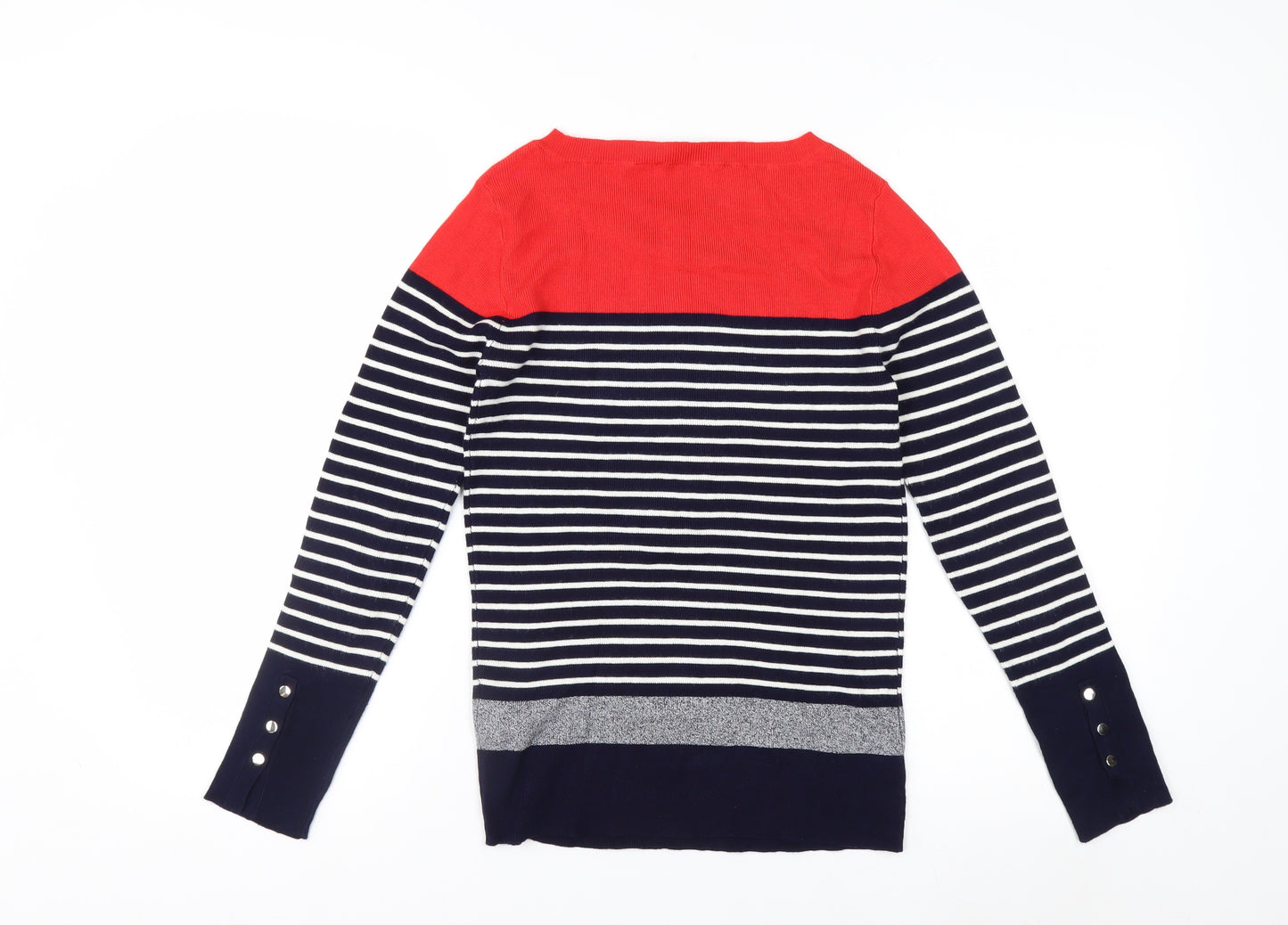 Oasis Women's Multicoloured Striped Boat Neck Knit Jumper Size S