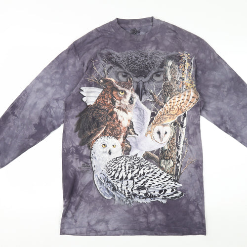The Mountain Men's Grey Owl Graphic Long Sleeve Cotton T-Shirt M