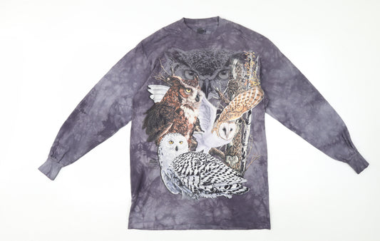 The Mountain Men's Grey Owl Graphic Long Sleeve Cotton T-Shirt M