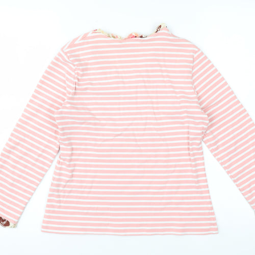 Boden Womens Pink Striped Long Sleeve V-Neck Cotton Top Size 14