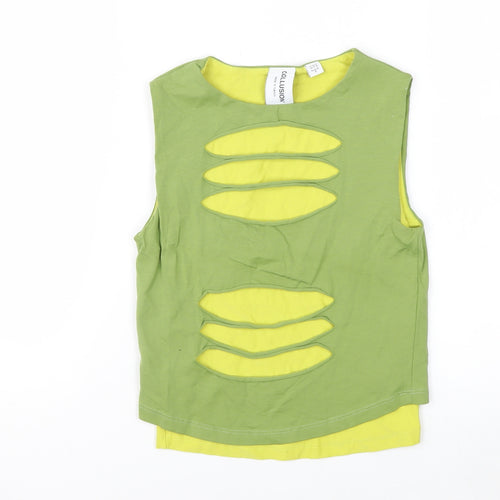 Collusion Women’s Green Cropped Cutout Tank Top Size 6