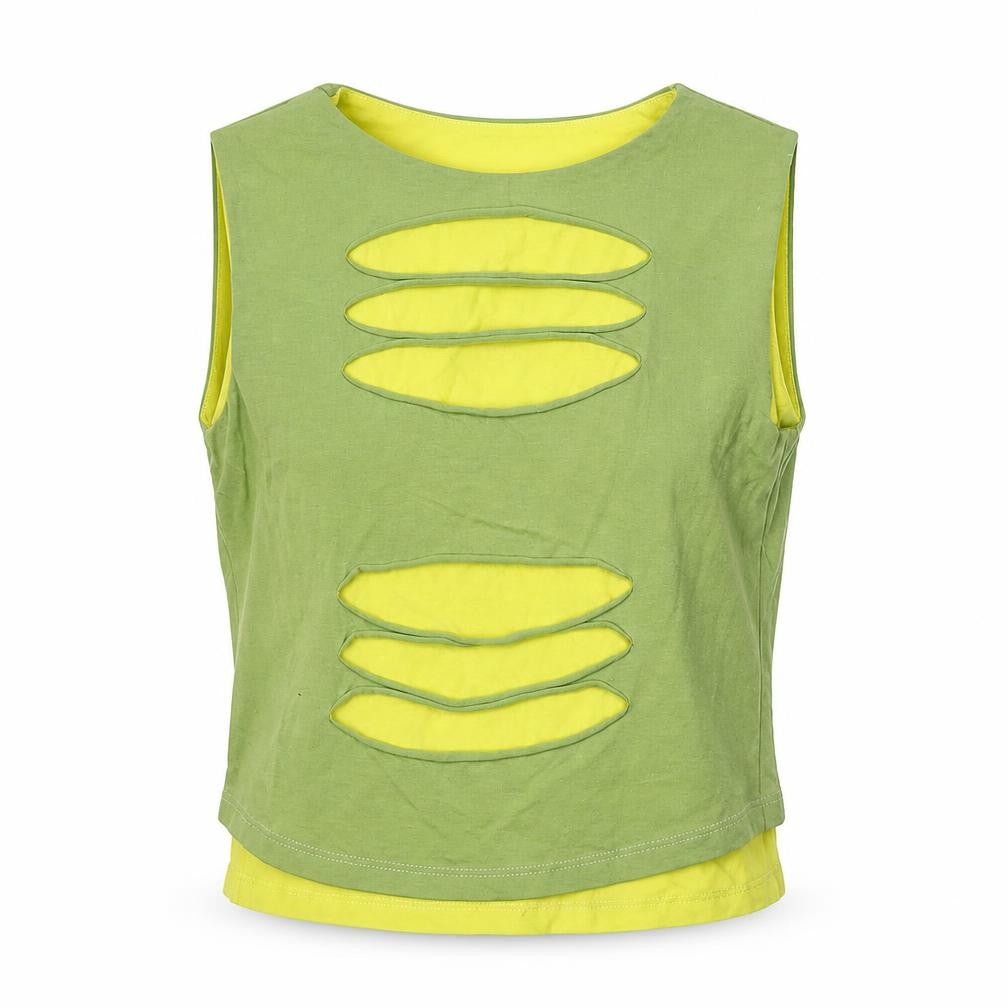 Collusion Women’s Green Cropped Cutout Tank Top Size 6