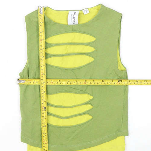 Collusion Women’s Green Cropped Cutout Tank Top Size 6