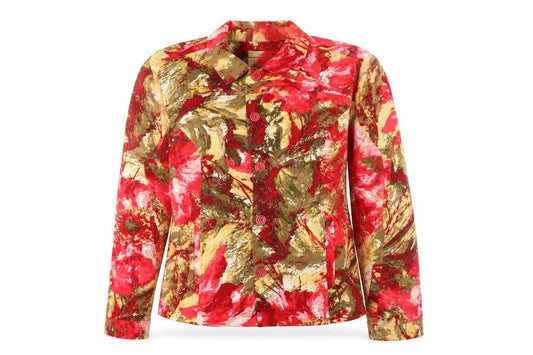 Front view of Christopher & Banks Women's Multicoloured Floral Cotton Stretch Jacket M