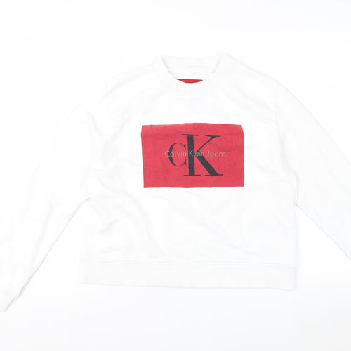 Calvin Klein Jeans Women's White Logo Sweatshirt Size L