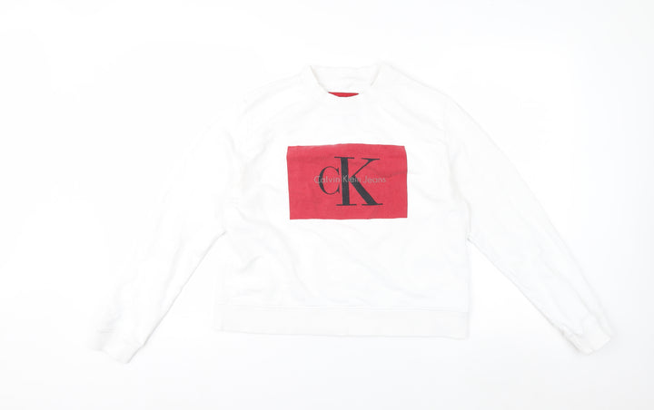 Calvin Klein Jeans Women's White Logo Sweatshirt Size L