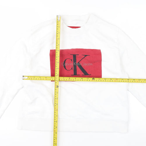 Calvin Klein Jeans Women's White Logo Sweatshirt Size L
