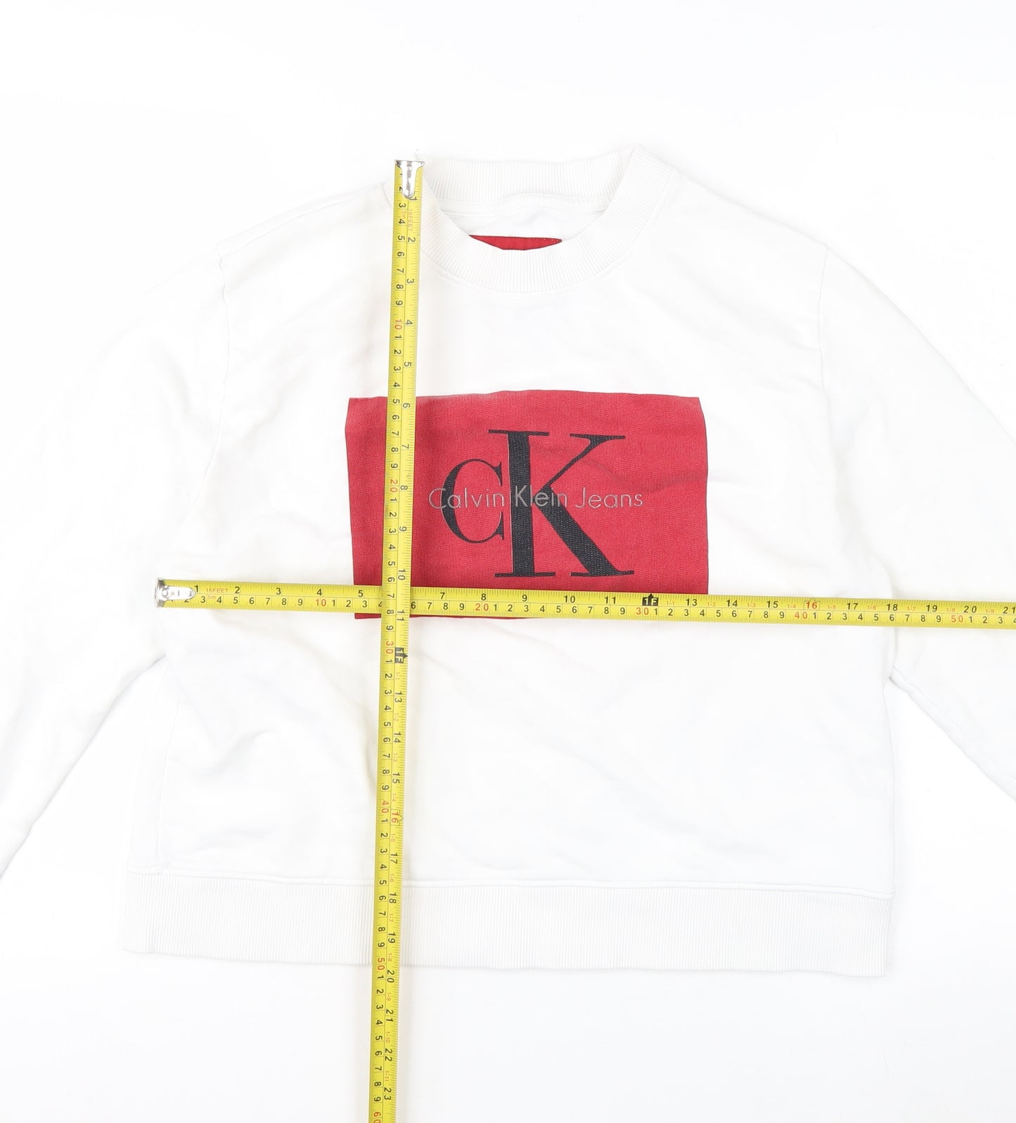 Calvin Klein Jeans Women's White Logo Sweatshirt Size L