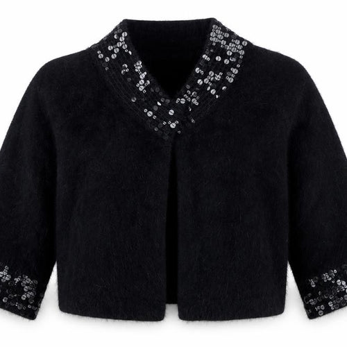 Monsoon Women's Black Sequin Angora Cardigan Size 14