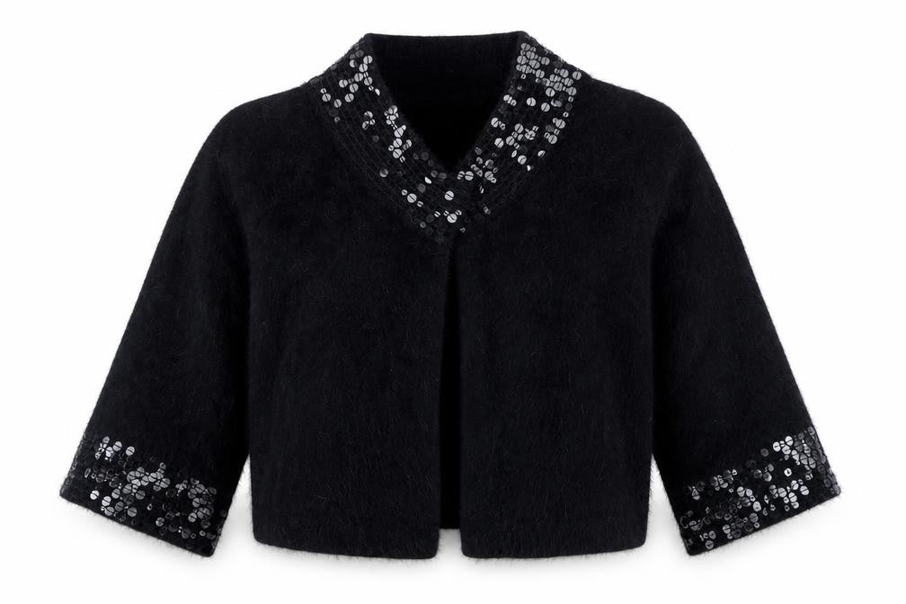 Monsoon Women's Black Sequin Angora Cardigan Size 14