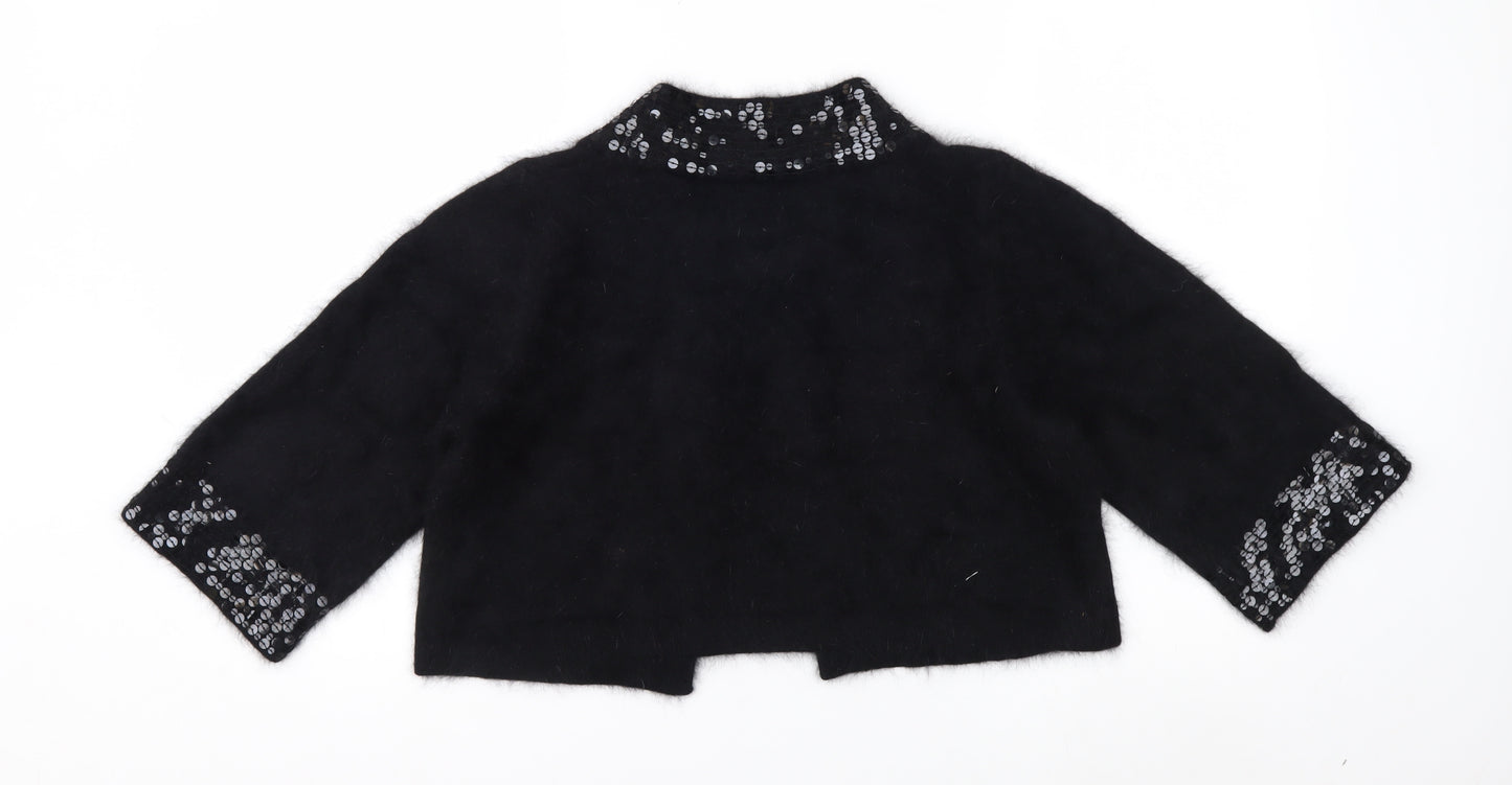 Monsoon Women's Black Sequin Angora Cardigan Size 14